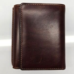 Johnston & Murphy Trifold Leather Wallet Luggage Brown Classic Compact ID Window
